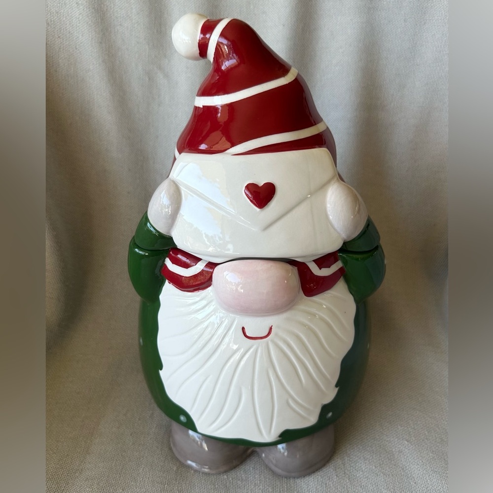 10 Strawberry Street Whimsical Cupboard Gnome Heart Canister Jar 13” - Picture 2 of 7